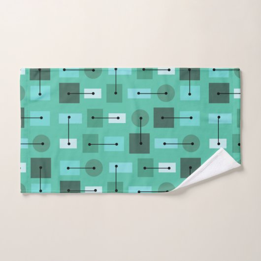 Atomic Age Simple Shapes Turquoise Bad Handdoek (Handdoek)