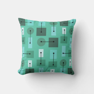 Atomic Age Simple Shapes Turquoise Kussen