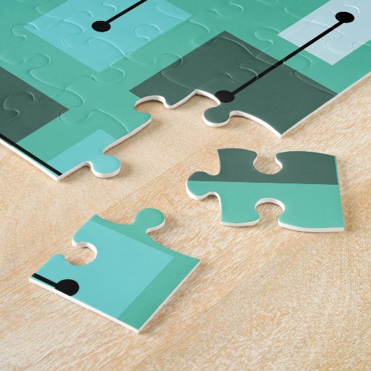 Atomic Age Simple Shapes Turquoise Legpuzzel (Zijkant)