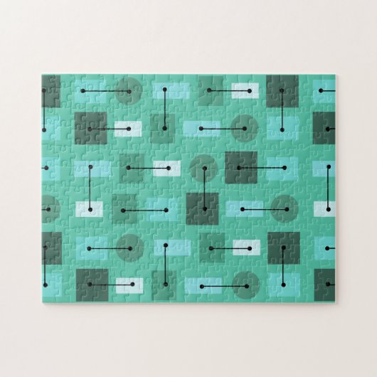Atomic Age Simple Shapes Turquoise Legpuzzel (Horizontaal)
