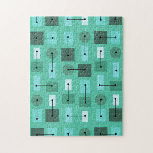 Atomic Age Simple Shapes Turquoise Legpuzzel