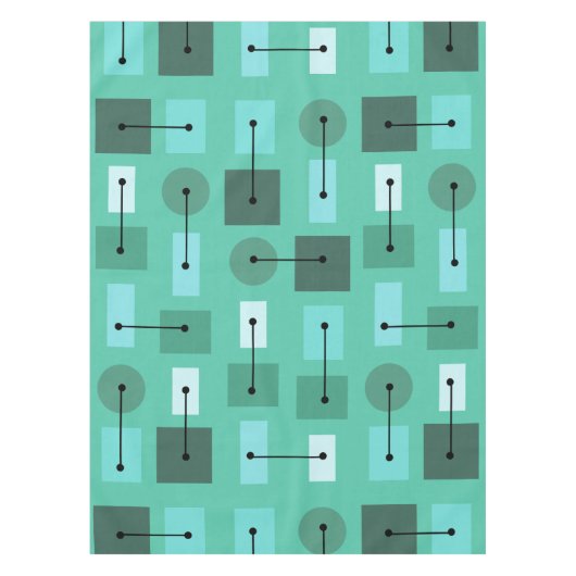 Atomic Age Simple Shapes Turquoise Tafelkleed (Voorkant)