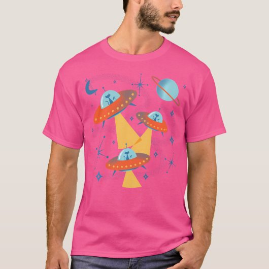 Atomic Age Space Cadets Katten in vliegende schote T-shirt (Voorkant)