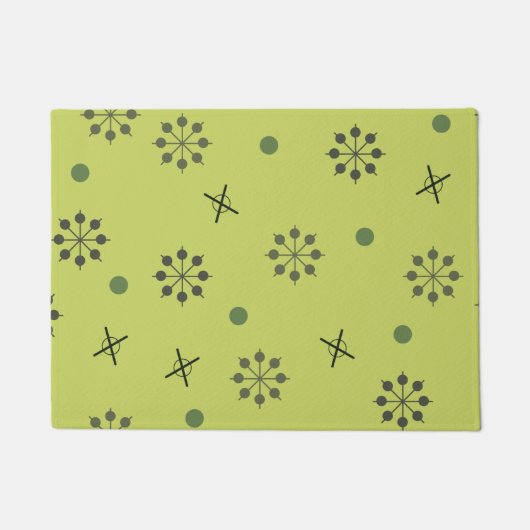 Atomic Age Sputnik Starbursts Chartreuse Green Deurmat (Voorkant)