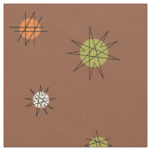 Atomic Age Starburst Planets Brown Green Stof (Close Up)
