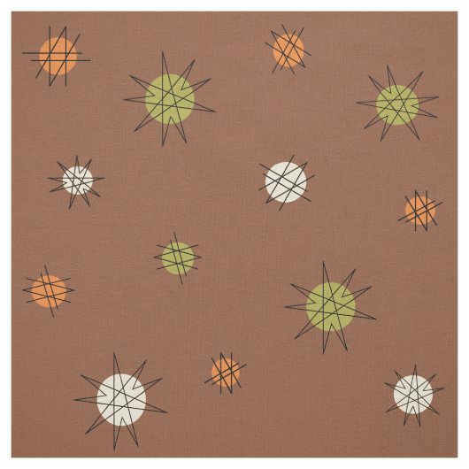 Atomic Age Starburst Planets Brown Green Stof (Swatch)