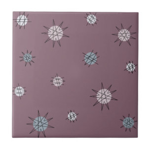 Atomic Age Starburst Planets Dark Mauve Tegeltje
