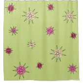 Atomic Age Starburst Planets Lime Green Douchegordijn (Voorkant)