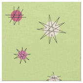 Atomic Age Starburst Planets Lime Green Stof (Close Up)