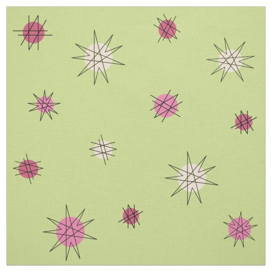 Atomic Age Starburst Planets Lime Green Stof (Swatch)