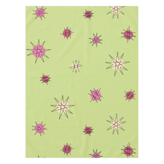 Atomic Age Starburst Planets Lime Green Tafelkleed (Voorkant)