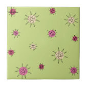 Atomic Age Starburst Planets Lime Green Tegeltje (Voorkant)