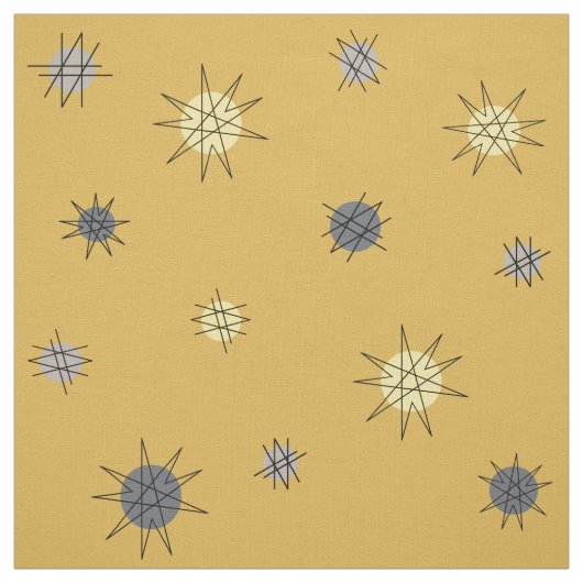 Atomic Age Starburst Planets Ochre Grey Stof (Swatch)
