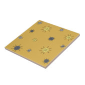 Atomic Age Starburst Planets Ochre Grey Tegeltje (Zijkant)