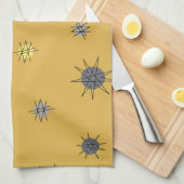 Atomic Age Starburst Planets Oker Grijs Theedoek (Quarter Fold)