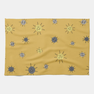 Atomic Age Starburst Planets Oker Grijs Theedoek