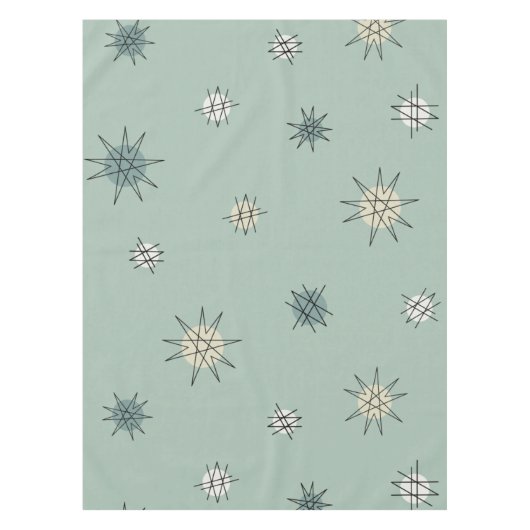 Atomic Age Starburst Planets Sage Green Tafelkleed (Voorkant)