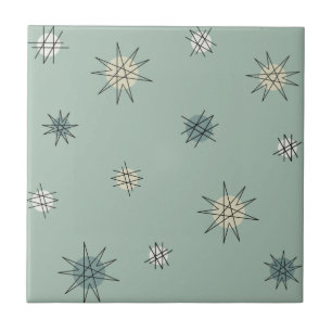 Atomic Age Starburst Planets Sage Green Tegeltje