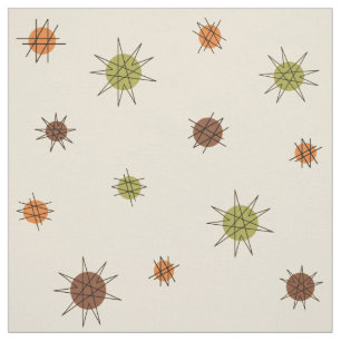 Atomic Age Starburst Planets Tan Brown Stof