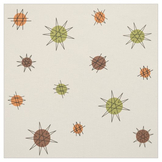 Atomic Age Starburst Planets Tan Brown Stof (Swatch)
