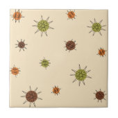 Atomic Age Starburst Planets Tan Brown Tegeltje (Voorkant)