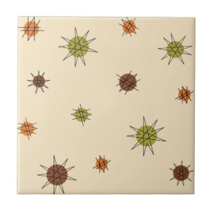 Atomic Age Starburst Planets Tan Brown Tegeltje