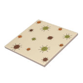 Atomic Age Starburst Planets Tan Brown Tegeltje (Zijkant)
