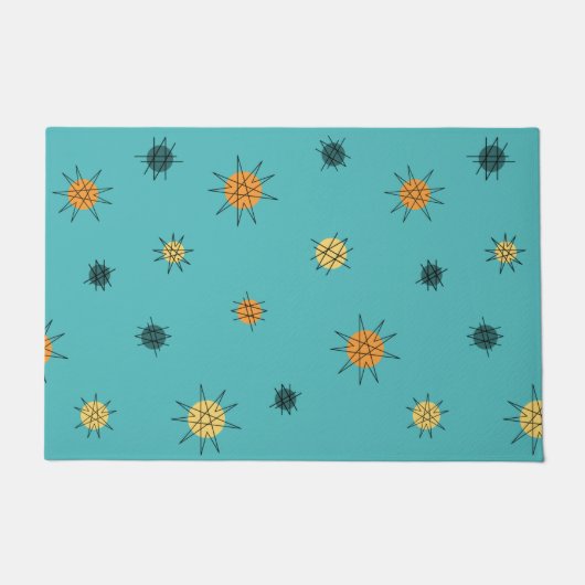 Atomic Age Starburst Planets Turquoise Deurmat (Voorkant)