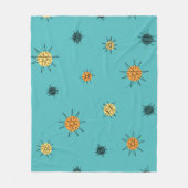 Atomic Age Starburst Planets Turquoise Fleece Deken (Voorkant)