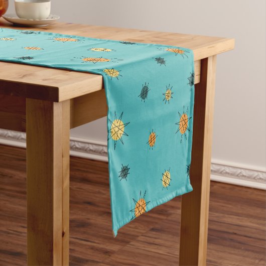Atomic Age Starburst Planets Turquoise Korte Tafelloper (Voorbeeld)