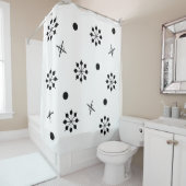 Atomic Age Starbursts Black White 1 Douchegordijn (In situ)