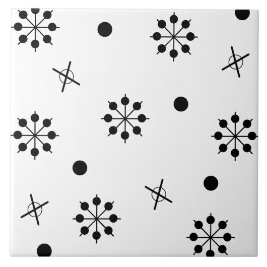 Atomic Age Starbursts Black White 1 Tegeltje (Voorkant)