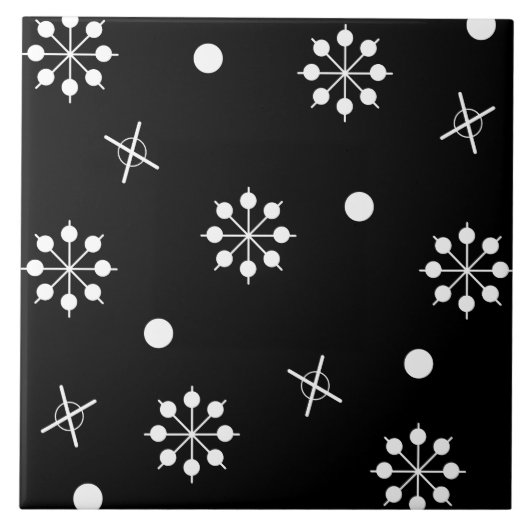 Atomic Age Starbursts Black White 2 Tegeltje (Voorkant)