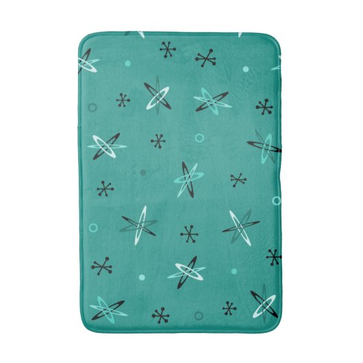 Atomic Age Starbursts Blauwgroen Badmat (Voorkant Verticaal)