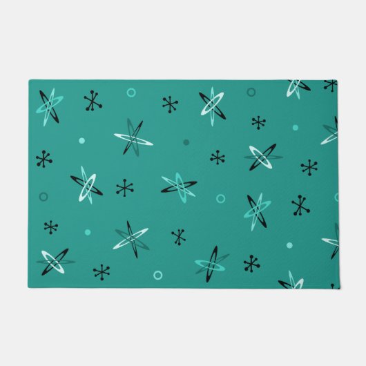 Atomic Age Starbursts Blauwgroen Deurmat (Voorkant)