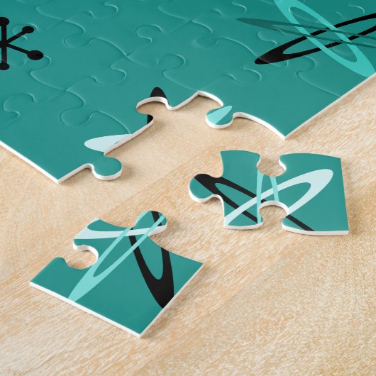 Atomic Age Starbursts Blauwgroen Legpuzzel (Zijkant)