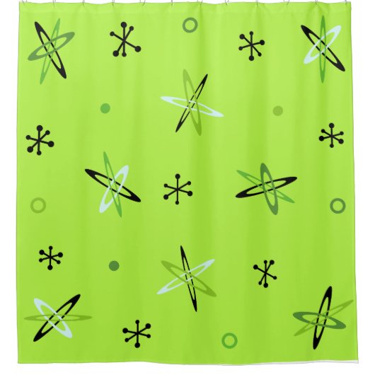 Atomic Age Starbursts Chartreuse Douchegordijn (Voorkant)