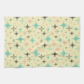 Atomic Age Stars on Yellow Mid Century Theedoek (Horizontaal)