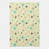 Atomic Age Stars on Yellow Mid Century Theedoek (Verticaal)