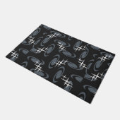 Atomic Age Swirls Stars Pattern Black Grey Deurmat (Schuin)