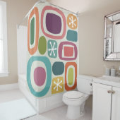 Atomic Age Veldstenen Kleurrijk Douchegordijn (In situ)