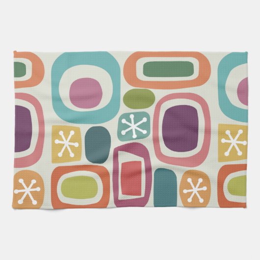 Atomic Age Veldstenen Kleurrijk Theedoek (Horizontaal)