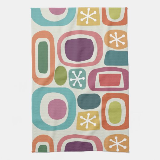 Atomic Age Veldstenen Kleurrijk Theedoek (Verticaal)