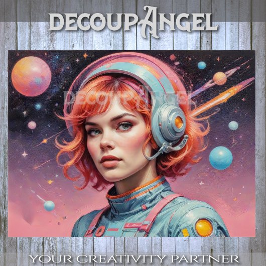 Atomic Age vrouw in de ruimte #2 Tissuepapier