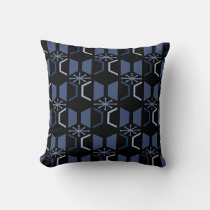 Atomic Age Zeshoeken Zwart Blauw Kussen