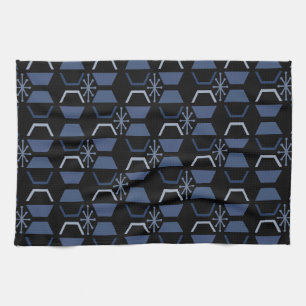 Atomic Age Zeshoeken Zwart Blauw Theedoek