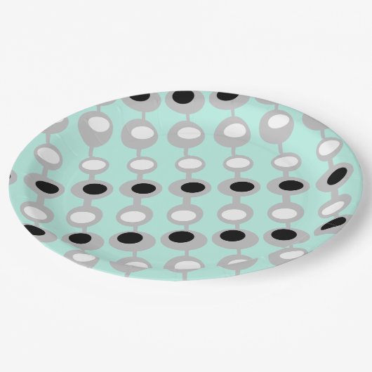 Atomic Baubles Turquoise White Grey Papieren Bordje (Gekanteld)