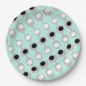Atomic Baubles Turquoise White Grey Papieren Bordje (Voorkant)