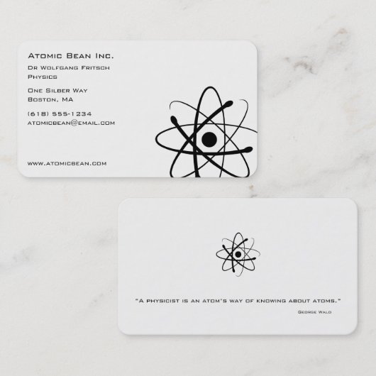 Atomic Bean | Wetenschappers Visitekaartje (Voorkant / Achterkant)
