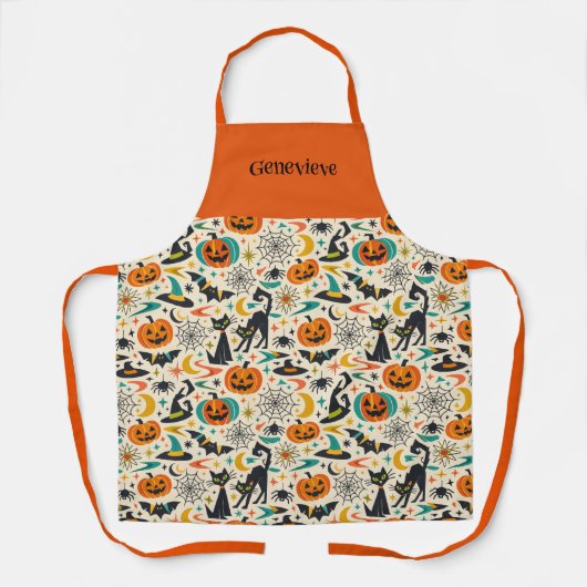 Atomic Black Cat Halloween Name Schort (Voorkant)